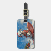 Dalmatiner Hund in Sledge Lass es Schnee Weihnacht Gepäckanhänger (Vorderseite vertikal)