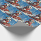 Dalmatiner Hund in Sledge Lass es Schnee Weihnacht Geschenkpapier (Ecke)