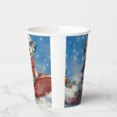 Dalmatiner Hund in Sledge Lass es Schnee Weihnacht Pappbecher (Links)