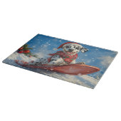 Dalmatiner Hund in Sledge Lass es Schnee Weihnacht Schneidebrett (Ecke)