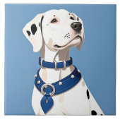 Dalmatiner Hund mit blauem Collar Fliese (Vorderseite)