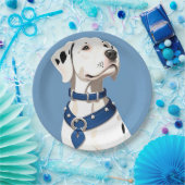 Dalmatiner Hund mit blauem Collar Pappteller (Party)