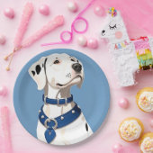 Dalmatiner Hund mit blauem Collar Pappteller (Party)