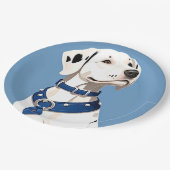 Dalmatiner Hund mit blauem Collar Pappteller (Schrägansicht)
