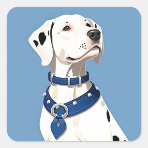 Dalmatiner Hund mit blauem Collar Quadratischer Aufkleber