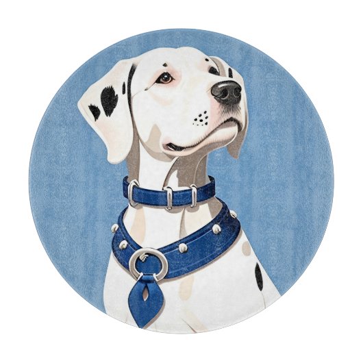 Dalmatiner Hund mit blauem Collar Schneidebrett (Vorderseite)
