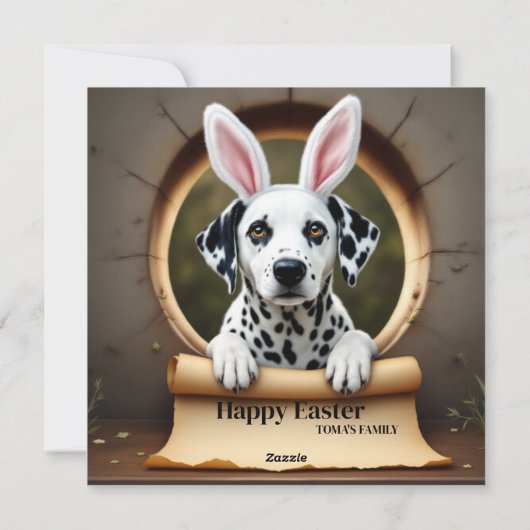 Dalmatiner Hund mit Familienname Feiertagskarte (Rückseite)