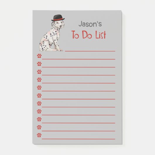 Dalmatiner Hund mit Hutanstrich Post-it Klebezettel (Vorderseite)