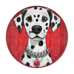 Dalmatiner Hund mit rotem Herz-Halsband Schneidebrett