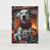 Dalmatiner Hund mit Weihnachtsgeschenken Feuerplat Karte (Vorderseite)