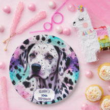 Dalmatiner-Hund Pink Lila Türkis Geburtstag