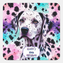 Dalmatiner-Hund Pink Lila Türkis Geburtstag