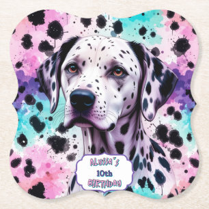 Dalmatiner-Hund Pink Lila Türkis Geburtstag Untersetzer