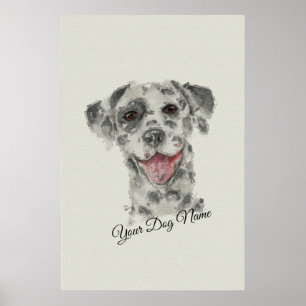 Dalmatiner-Hund-Porträt realistische Kunst Wasserf Poster