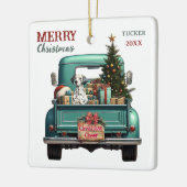 Dalmatiner Hund Retro LKW Weihnachten Keramikornament (Links)