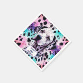 Dalmatiner Hund Rosa Lila Türkis Geburtstag Serviette (Ecke)