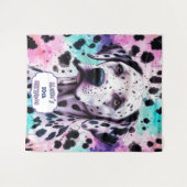 Dalmatiner Hund Rosa Lila Türkis Geburtstag Wandteppich (Vorderseite (Horizontal))