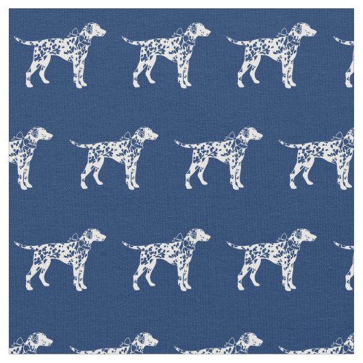 Dalmatiner Hund Silhouette Hunde Navy Blau Stoff (Nahaufnahme)