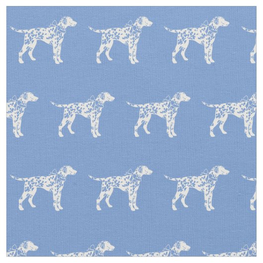 Dalmatiner Hund Silhouette Pet Light Blue Stoff (Nahaufnahme)