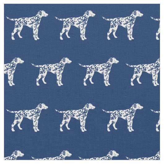 Dalmatiner Hund Silhouette Pet Navy Blue Stoff (Nahaufnahme)