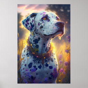 Dalmatiner Hund Tierportrait Malerei Liebe Poster