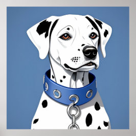 Dalmatiner Hund tragen einen blauen Collar Poster
