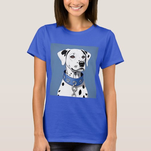 Dalmatiner Hund tragen einen blauen Collar T-Shirt (Vorderseite)