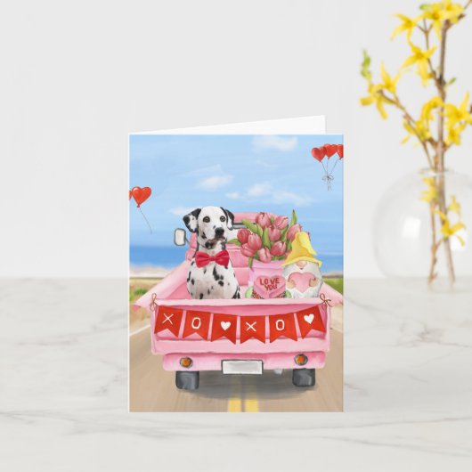 Dalmatiner Hund Valentinstag Lkw Herz Karte (Gelbe Blume)