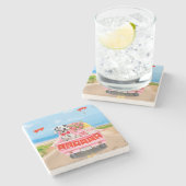 Dalmatiner Hund Valentinstag Lkw Herz Steinuntersetzer (Seitenansicht)