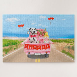 Dalmatiner-Hund Valentinstag LKW Herzen Puzzle