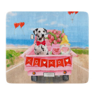 Dalmatiner-Hund Valentinstag-LKW Herzen Schneidebrett