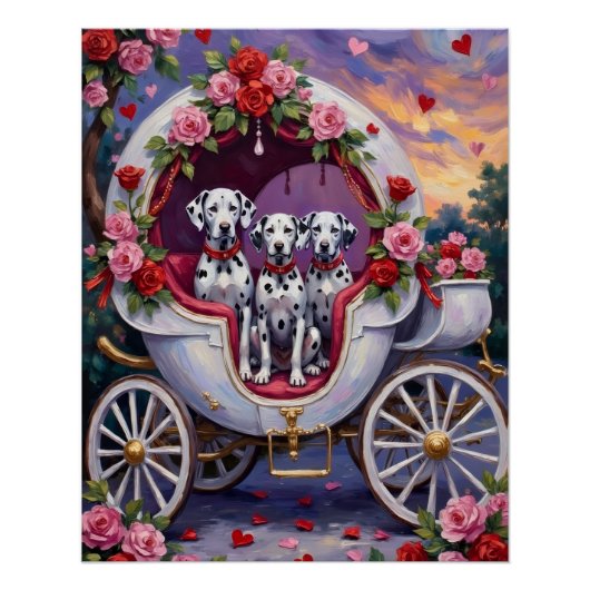 Dalmatiner Hund Valentinstag Poster (Vorderseite)