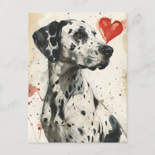 Dalmatiner Hund Vintage Valentinstag Postkarte