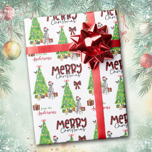 Dalmatiner Hund, Vogel und Weihnachtsbaum Geschenkpapier
