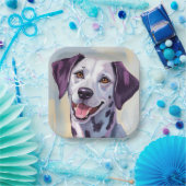 Dalmatiner | Hund Wasserfarbe Haustiermalerei Pappteller (Party)