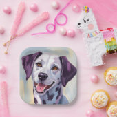 Dalmatiner | Hund Wasserfarbe Haustiermalerei Pappteller (Party)
