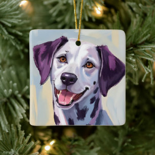 Dalmatiner Hund Wasserfarben Haustiermalerei Keramikornament