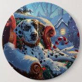 Dalmatiner Hund Weihnachten Button (Vorderseite)