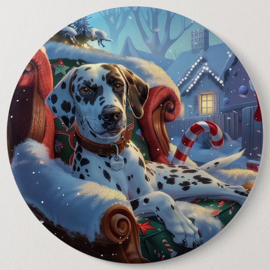 Dalmatiner Hund Weihnachten Button (Vorderseite)