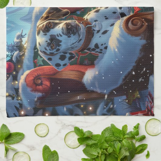 Dalmatiner Hund Weihnachten Geschirrtuch (Gefaltet)