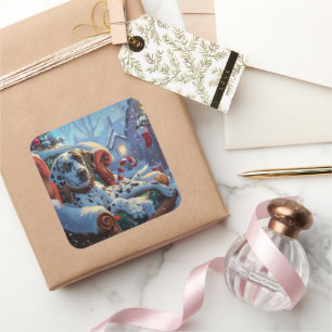 Dalmatiner Hund Weihnachten Quadratischer Aufkleber