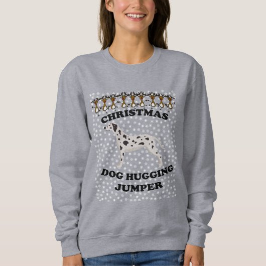 Dalmatiner Hund Weihnachts-Hund umarmt Sweatshirt (Vorderseite)