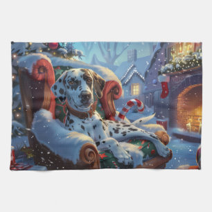 Dalmatiner Hund Weihnachtsfestlich Geschirrtuch