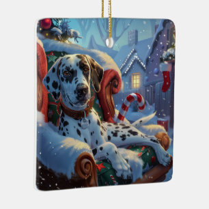 Dalmatiner Hund Weihnachtsfestlich Keramikornament