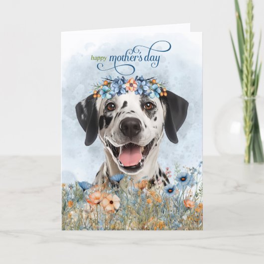 Dalmatiner-Hund Wildblumen Muttertag Feiertagskarte (Vorderseite)