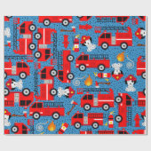 Dalmatiner-Hunde-Feuerwehrmänner mit Firetrucks Geschenkpapier (Flach)
