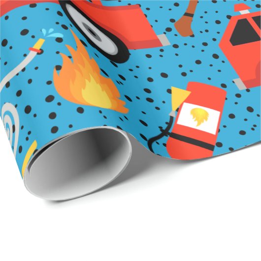 Dalmatiner-Hunde-Feuerwehrmänner mit Firetrucks Geschenkpapier (Rolleneckpunkt)