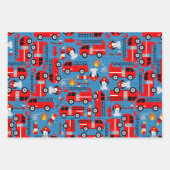 Dalmatiner-Hunde-Feuerwehrmänner mit Firetrucks Ni Geschenkpapier Set (Vorderseite)