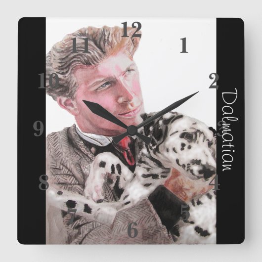 Dalmatiner Hunde Kunst, Tiere Kinder Kinderzimmer  Quadratische Wanduhr (Vorderseite)