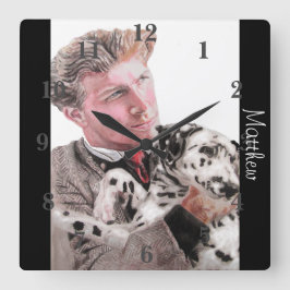 Dalmatiner Hunde Kunst, Tiere Kinder Kinderzimmer  Quadratische Wanduhr